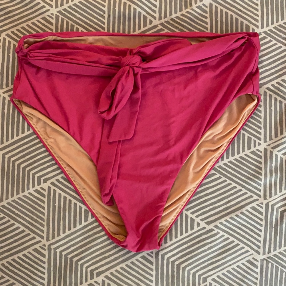 Jcrew pink high waisted bathing suit bottom